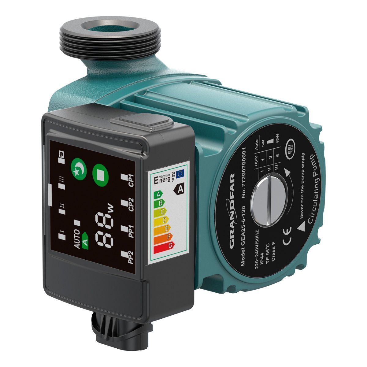 Насос циркуляционный Grandfar GEA25-4-180 вид модели насос циркуляционный grandfar gea25-4-180