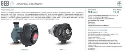 вид модели насос циркуляционный для гвс grandfar geb12/1.2