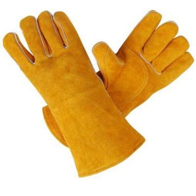 Перчатки кожаные (спилковые) на подкладке, длина 35 см, размер 14